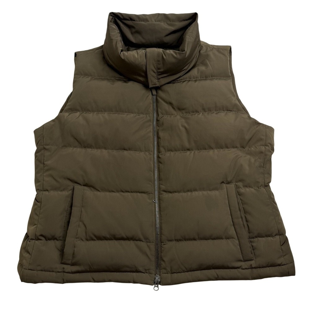 Talbots Olive Green Down‎ Puffer Vest Mockneck Zip Front Gorpcore Cabinecore XL